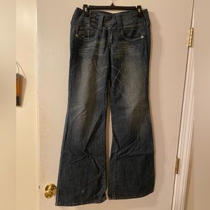 Used hint lightweight dark wash flare jeans junior size 3